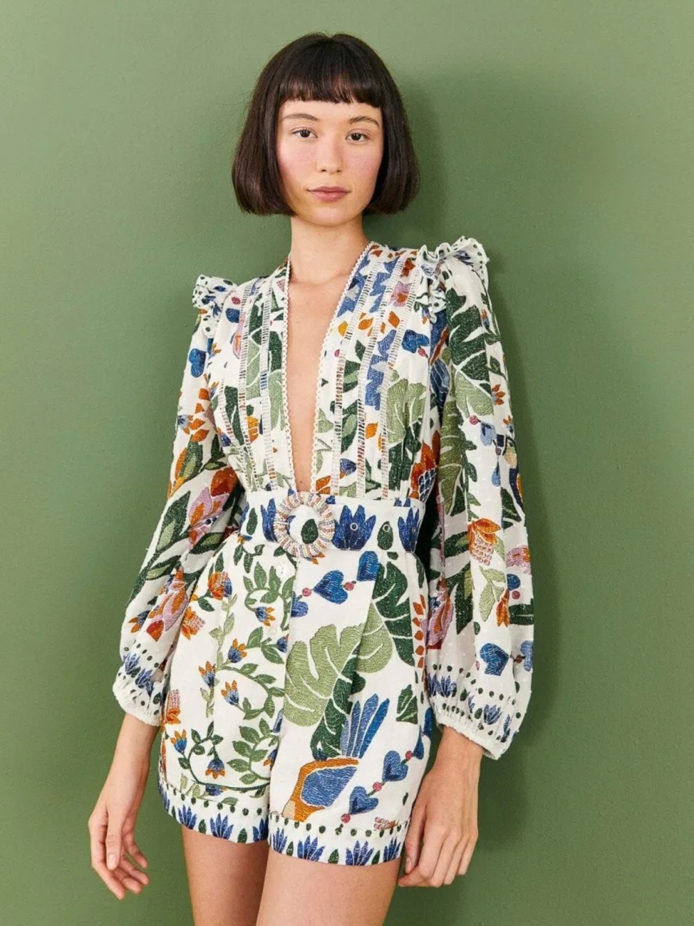 NWT FARM RIO Ummer Garden Floral-Embroidery Romper